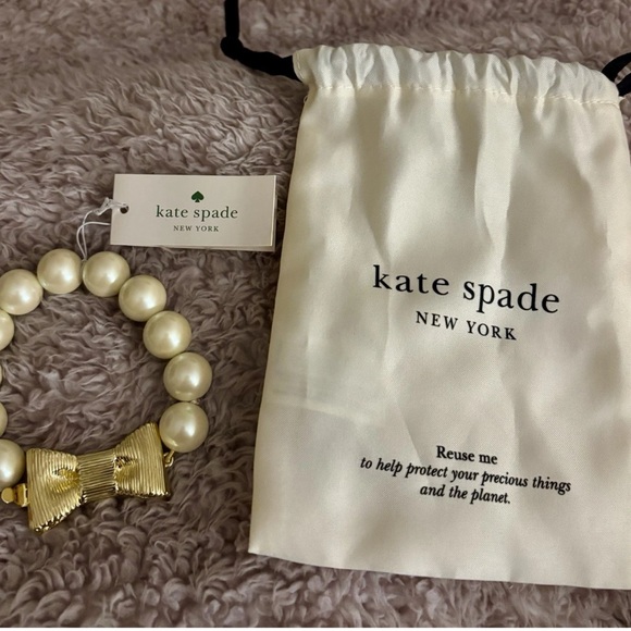 Kate Spade Gold Bow with Pearl Bracelet - Picture 2 of 4